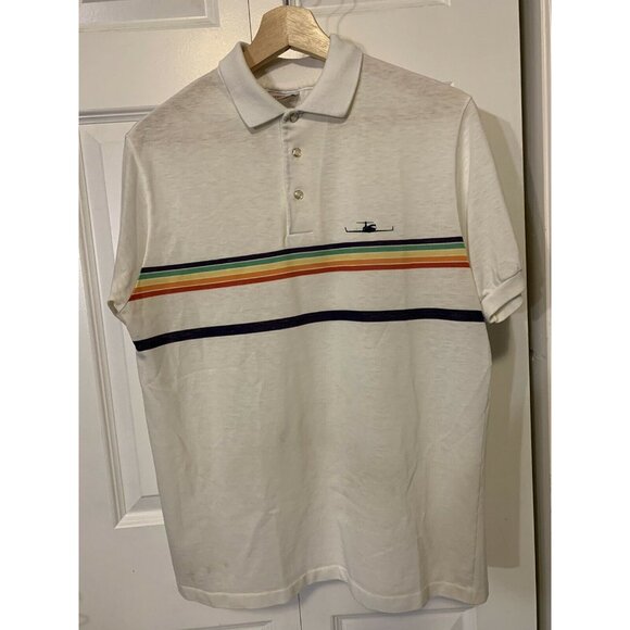 vintage 1980s rainbow polo t‎ shirt Men’s Sz L  Screen Mates - Picture 3 of 9